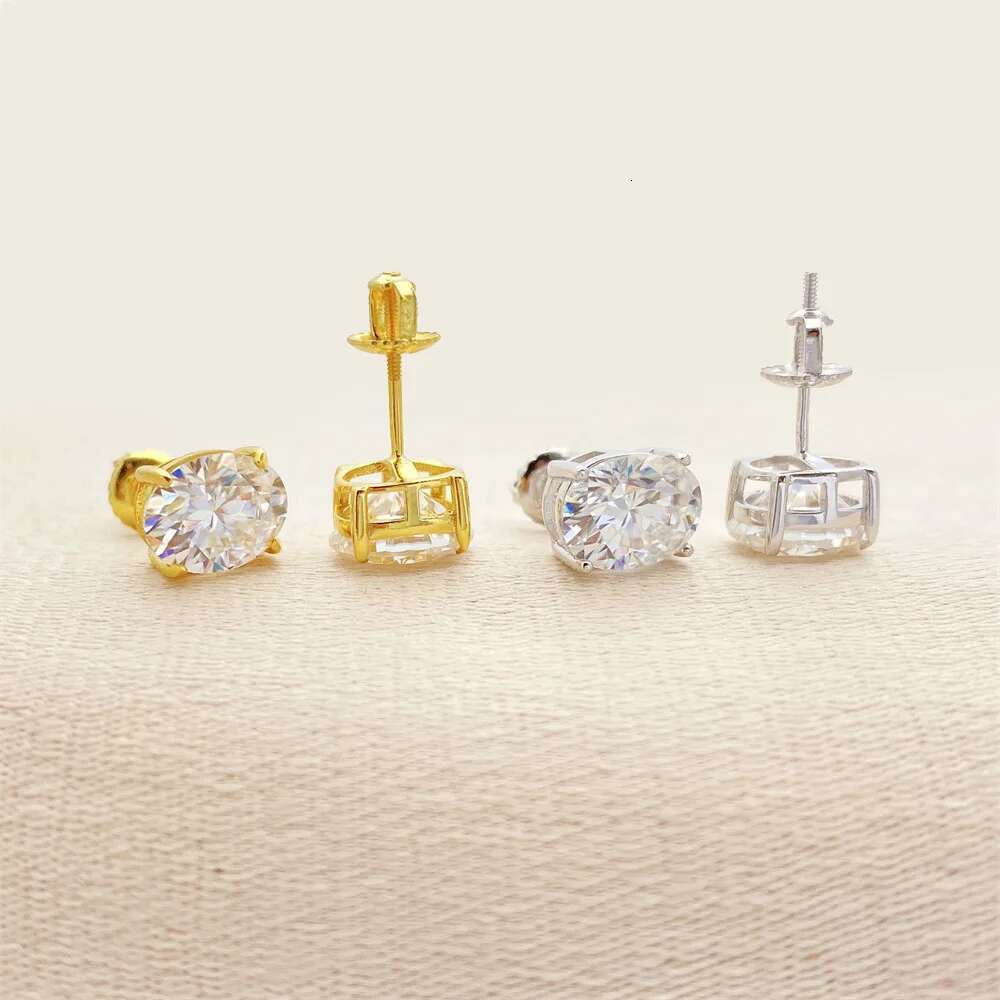 Oval Moissanite Shaped Diamond Stud Earings D Color Womens Earrings Original 925 Silver Top Quality for Women Gift
