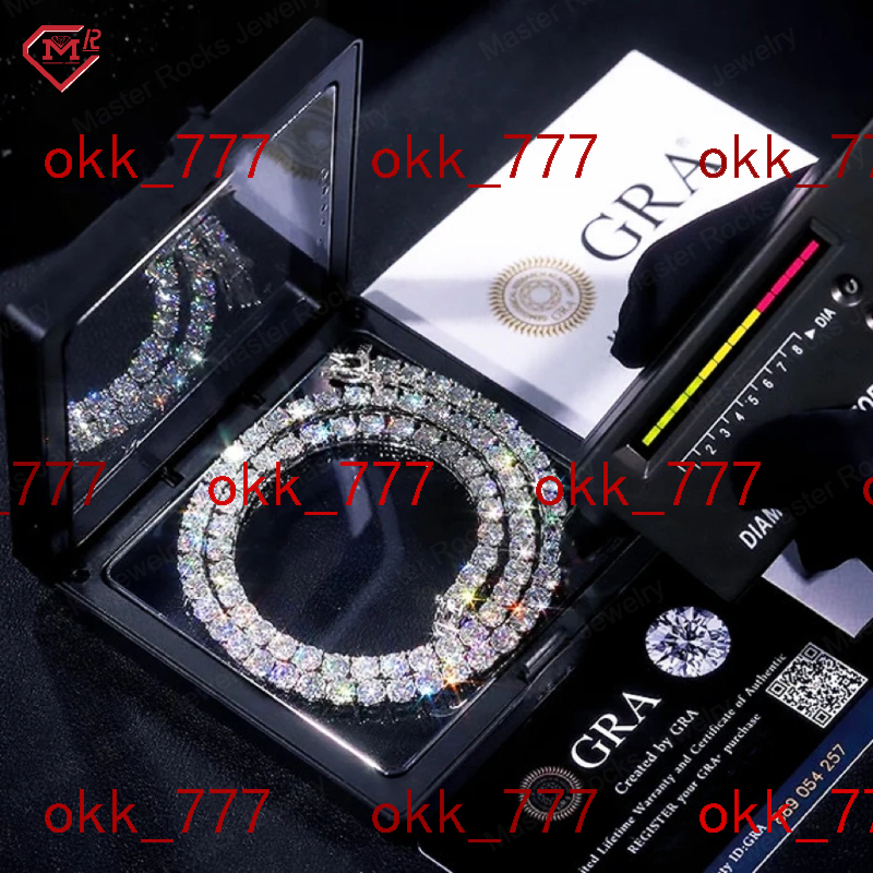8MM Vvs Moissanite Diamond 925 Sterling Silver Tennis Chain Hiphop Iced Out Moissanite Tennis Chain