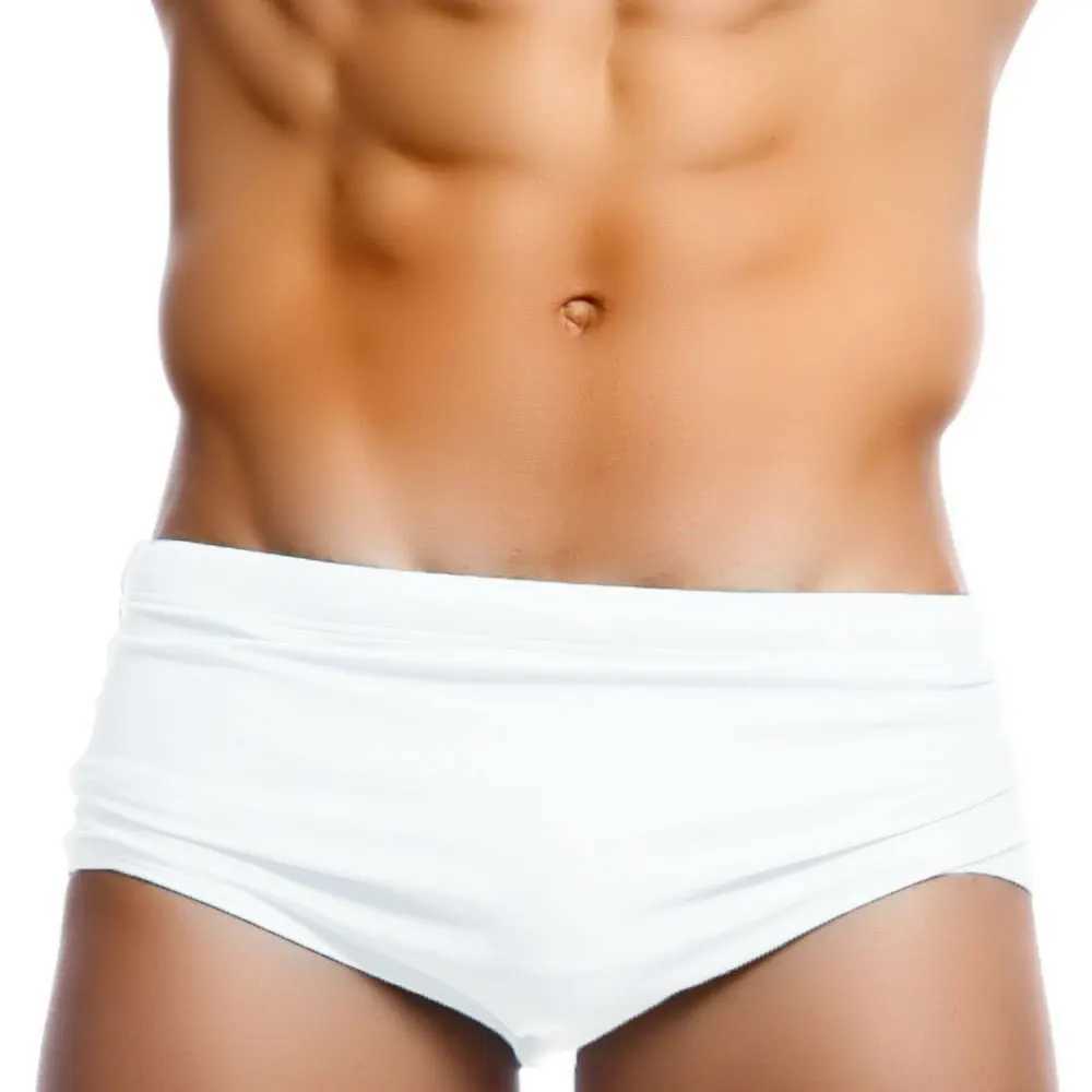 Brand mens solid summer apron push up swimsuit white solid color swimsuit mens sports beach surfing swimsuitW250410