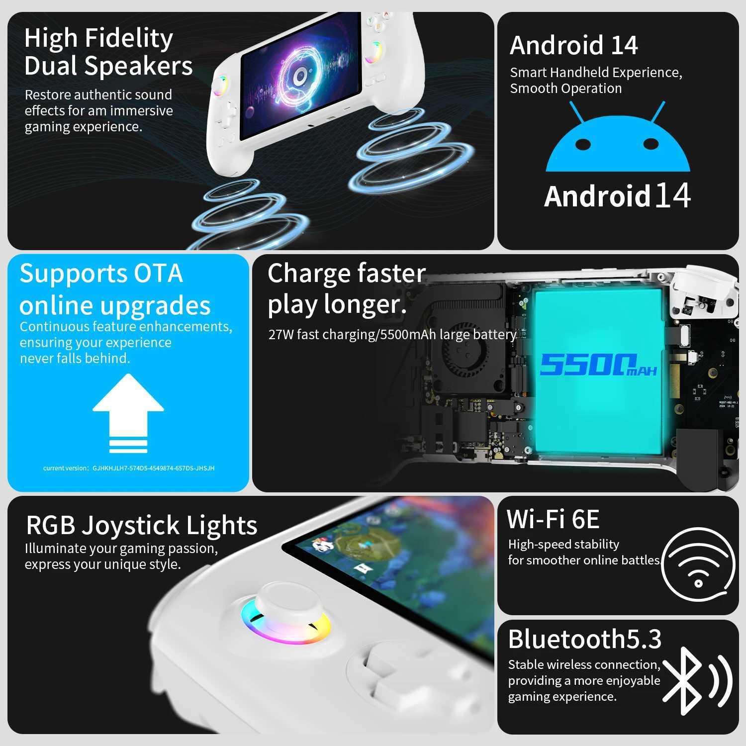 ANBERNIC RG557 RG 557 Retro Handheld Game Console 548AMOLED HD Screen Android Video Player High-resolution Joystick P 2M251111