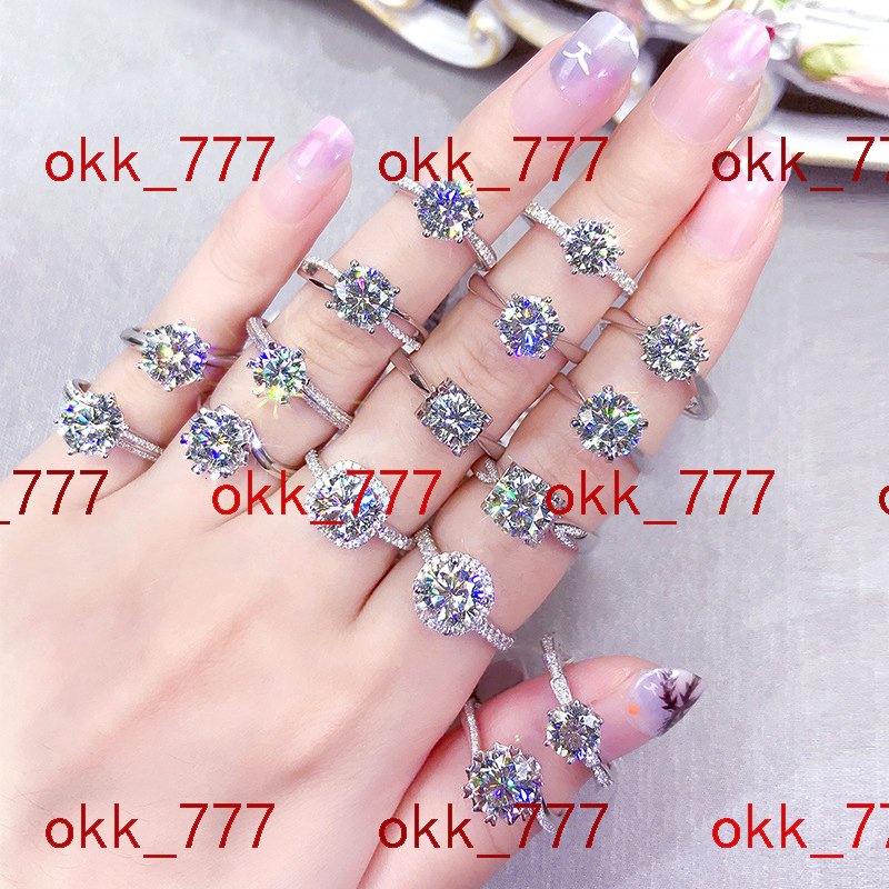 RINNTIN SMR Sterling Silver 925 Fine Jewellery DE Color Diamonds Engagement Wedding Ring Moissanite Ring for Women Men