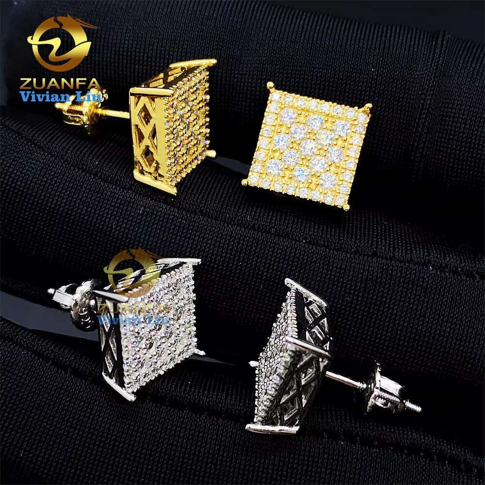 Wholesale Price Vvs Moissanite Diamond Women Jewelry Custom 18k Gold Plated 925 Sterling Silver Stud Earrings