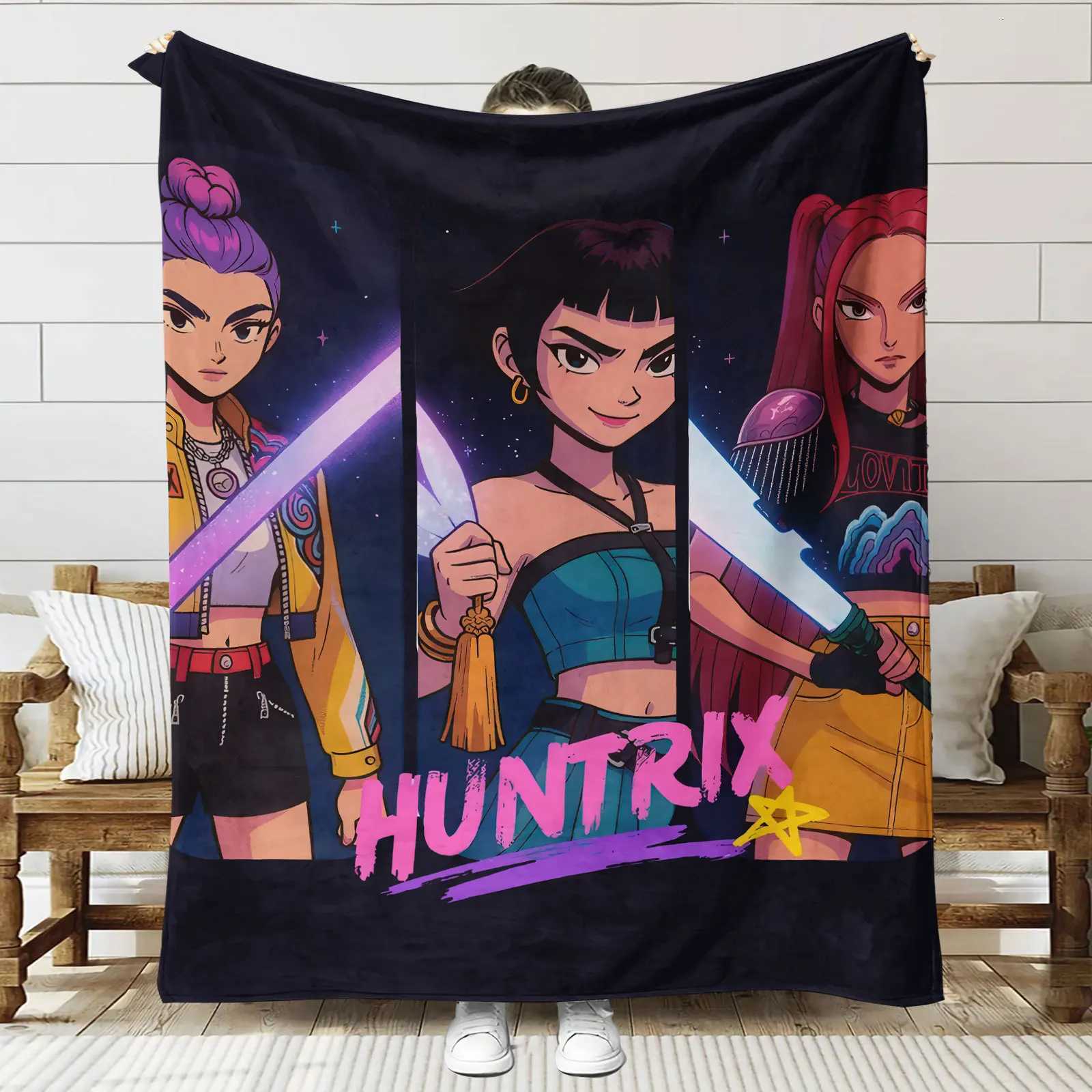 Blanket K-POP Demon-Hunters Blanket s For Office Home Camping Nap Leisure Sofa Blanket s Warm Birthday Gifts For Girls Huntrix Blanket s C251111