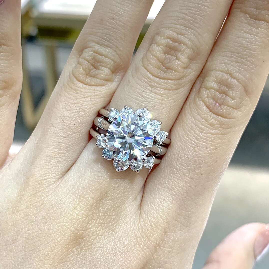 3.6CT Full Moissanite Rings Women Sparkling Diamond Wedding Ring S925 Sterling Silver Plated 18k Fine Jewelry for Women