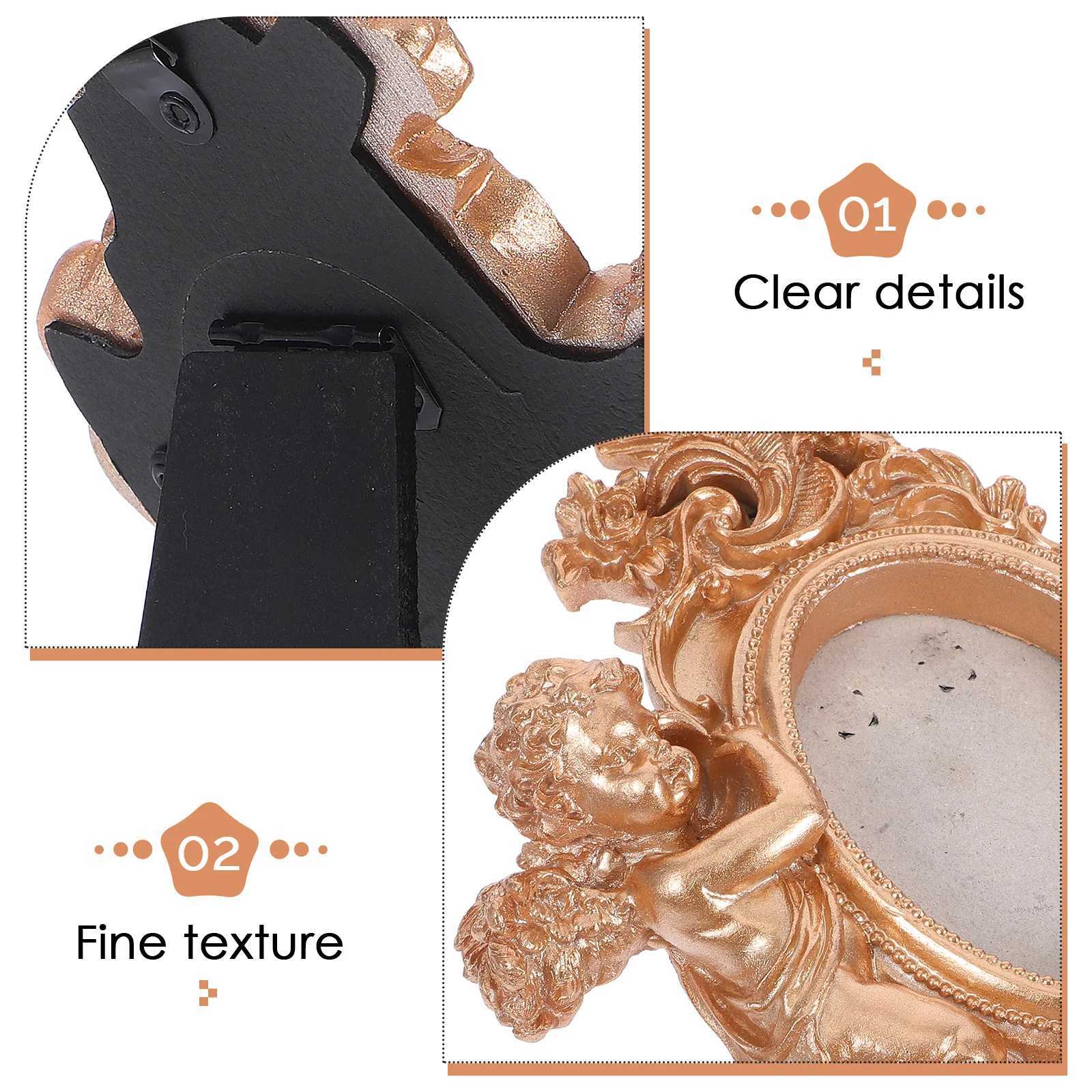 1pc Resin Angel-Themed Photo Frame Cute Desktop Display For Home Office Decor Memorial Baby Picture Holder Vintage Style L251110 H260306