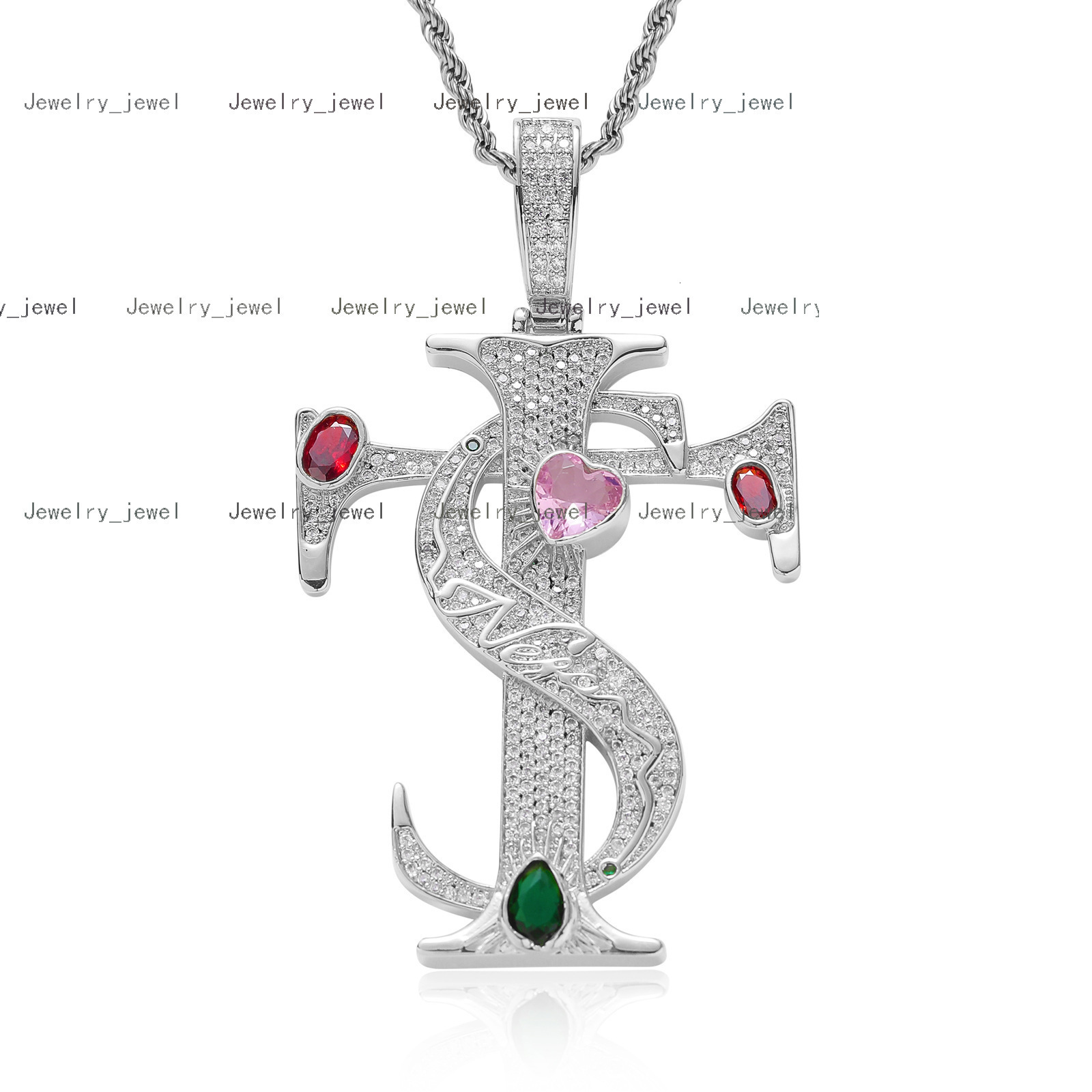 Wholesale Fashion Women Jewelry Trendy TS Pendant Necklace Personalized Rope Chain Neck Chain Jewelry Moissanite Cuban necklace