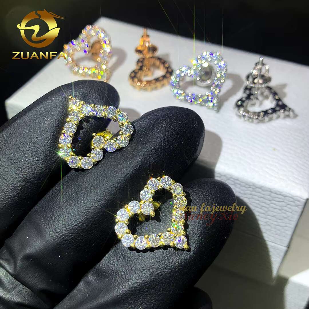 Iced Out 925 Silver Moissanite Diamond Jewelry GRA Vvs Moissanite Men Women Hip Hop Earring Stud Earrings