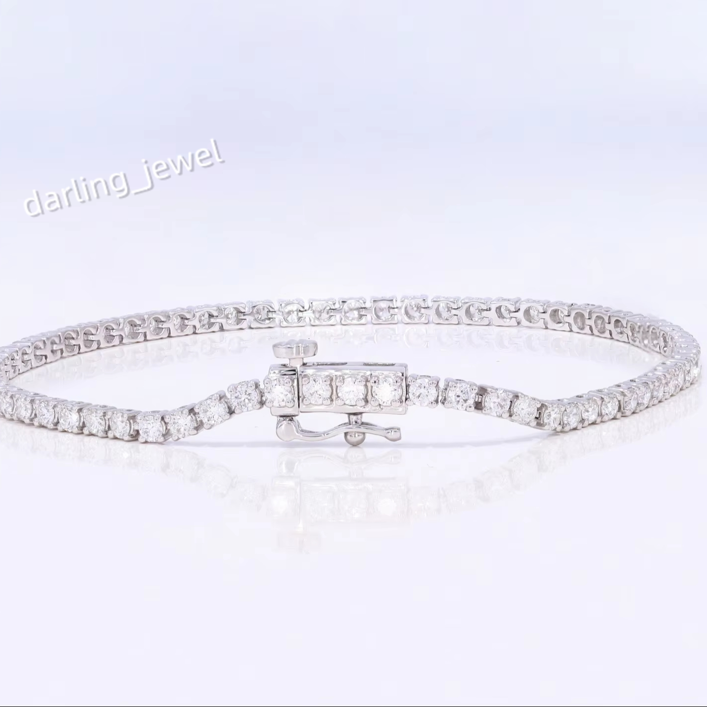 Frosty 3.00Ct Moissanite Brilliance Round Moissanite Tennis Bracelet in 14K White Gold Wholesale OEM