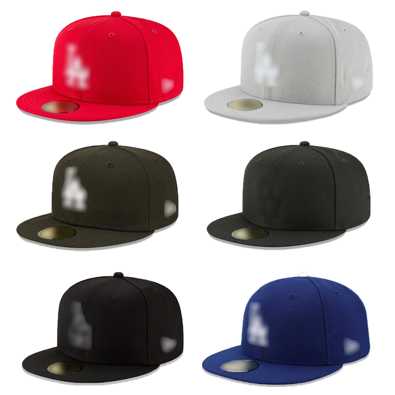 MLB la Flat Brim Hat - 6 color Non Adjustable Closed Back Baseball Cap Unisex Street Fashion Sun Protection Hat