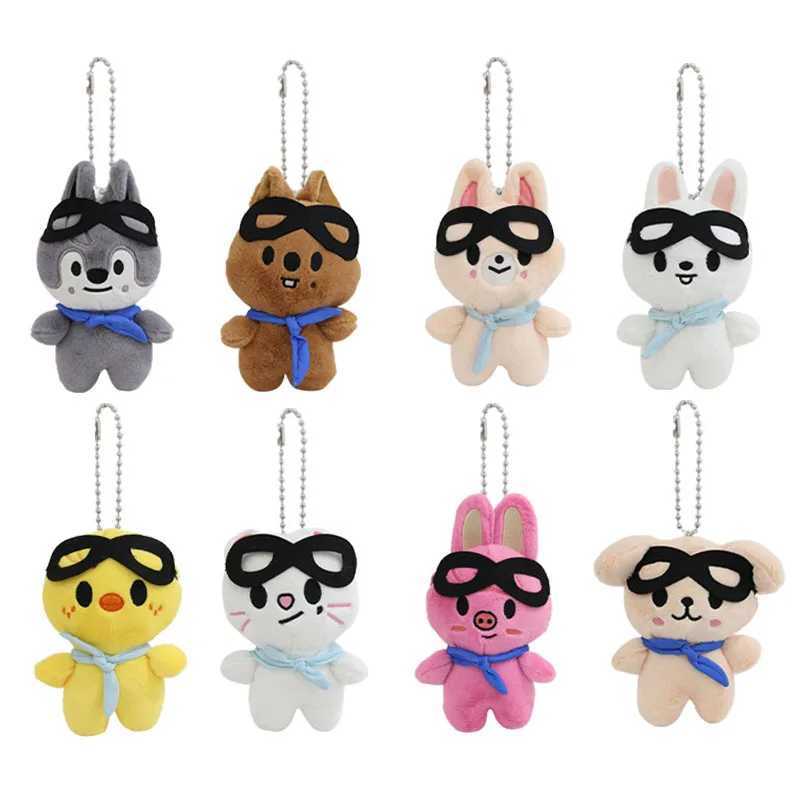 Skzoo Plush Keychain Cute Pilot Stray Children Plush Toy Grey Wolf White Rabbit Brown Bear Doll Pendant Birthday Gift W250411