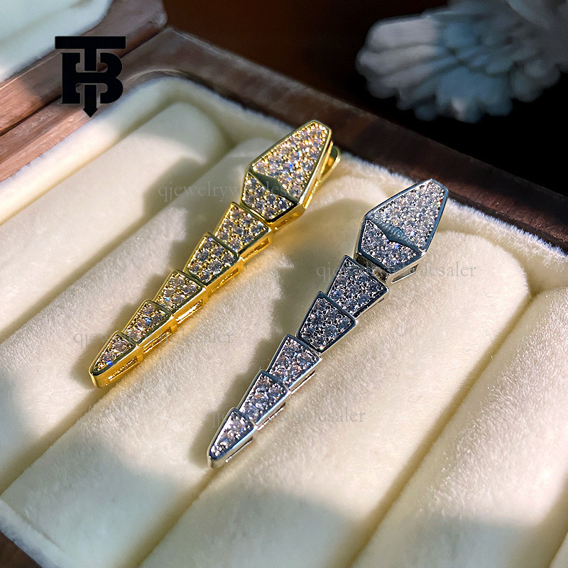 TB BHULAMTE Designer Luxury Earrings Micro Inlaid Full Zirconia Dynamic Serpentine Earrings Personalized Retro Women's Fashion Jewelry Accessorie