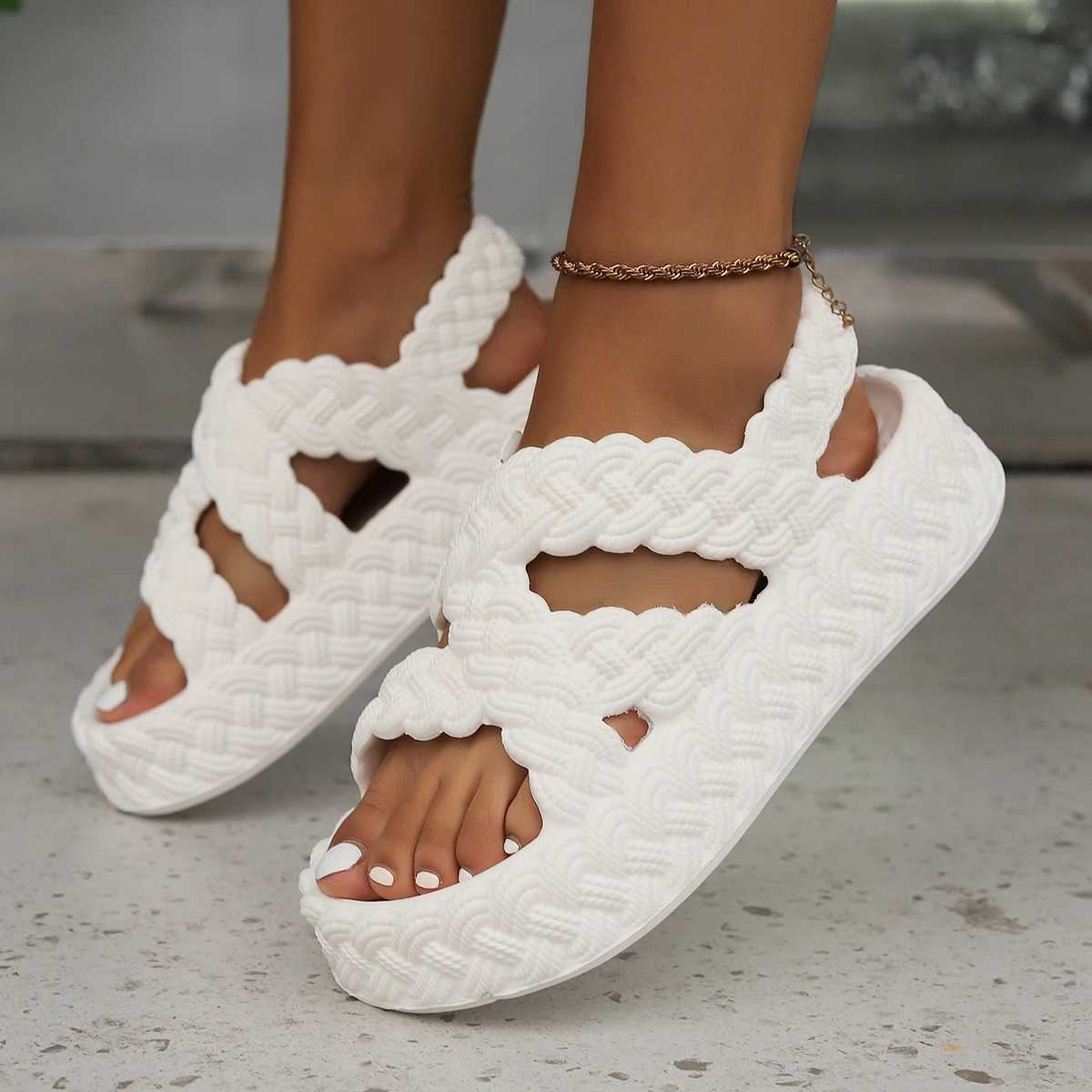 Summer New EVA Thick Bottom High Top Womens Sandals Simple Cross Thick Bottom Solid Color Casual SandalsXJ250410