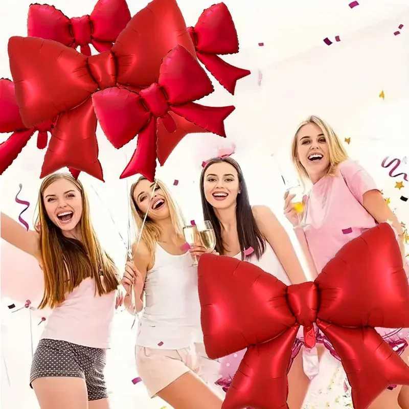 Christmas 10 Pcs Red Aluminum Foil Bow Balloons Suitable for Weddings Gender Revealing Birthdays New Years and Holiday Decorations Y251111