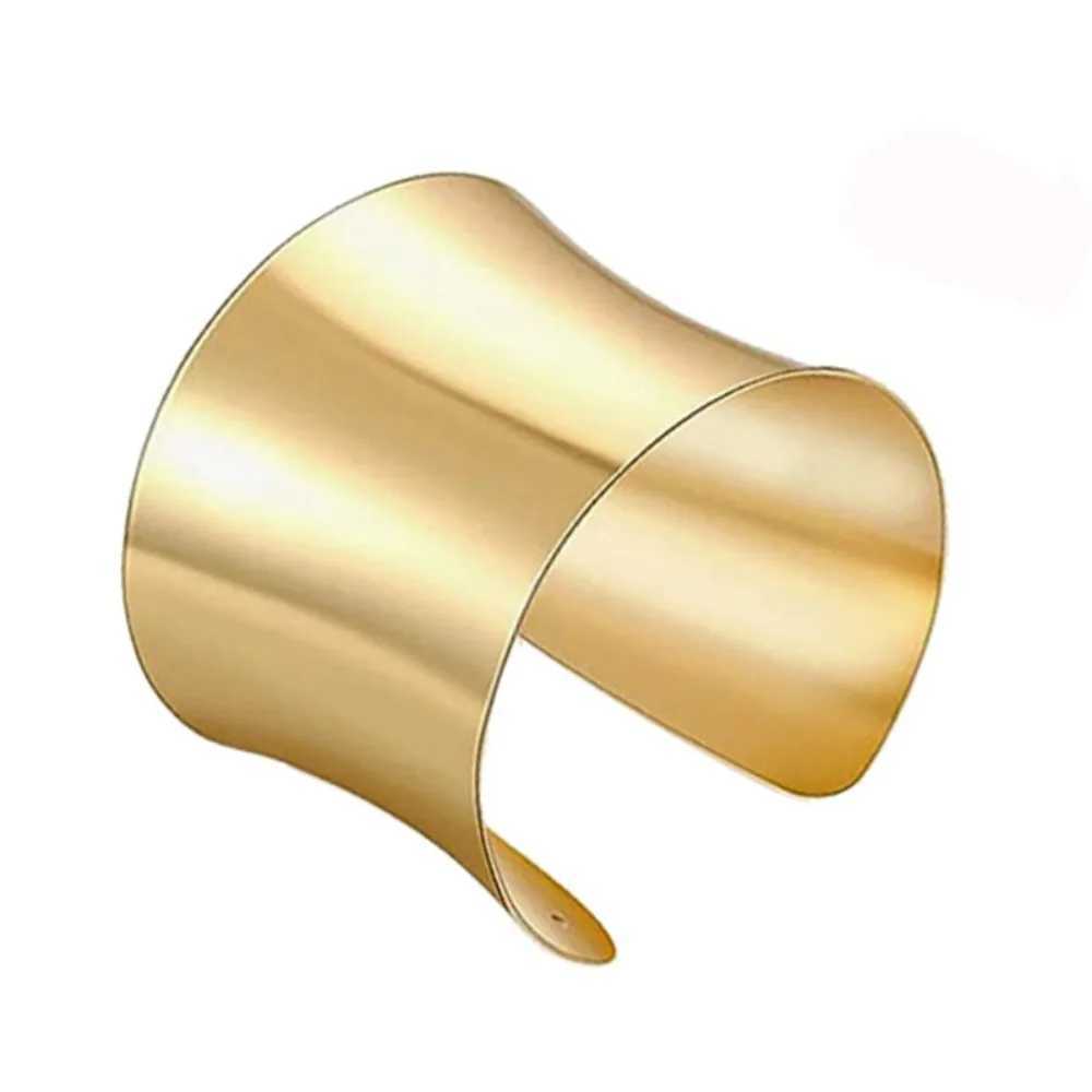 Wide Open Bangle Bracelet for Women Gold Silver Color Wrist Wrap Bracelet Girls Jewelry Pulseras De Acero Inoxidable BransoletkaC250410