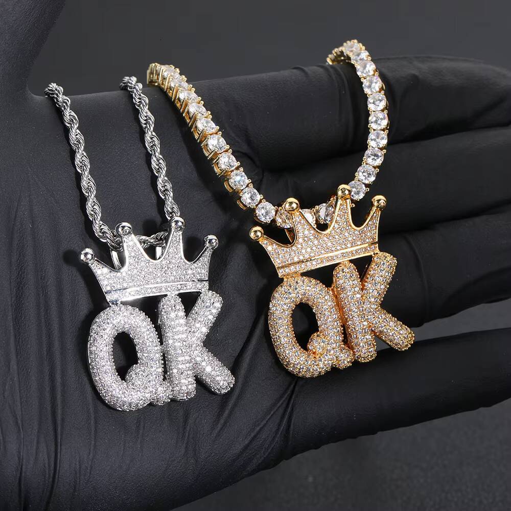 Custom Name Diamond Letter Necklaces Pendant Hip Hop Style Bling Iced Out Personalized Fine Jewelry for Men and Women Customizable