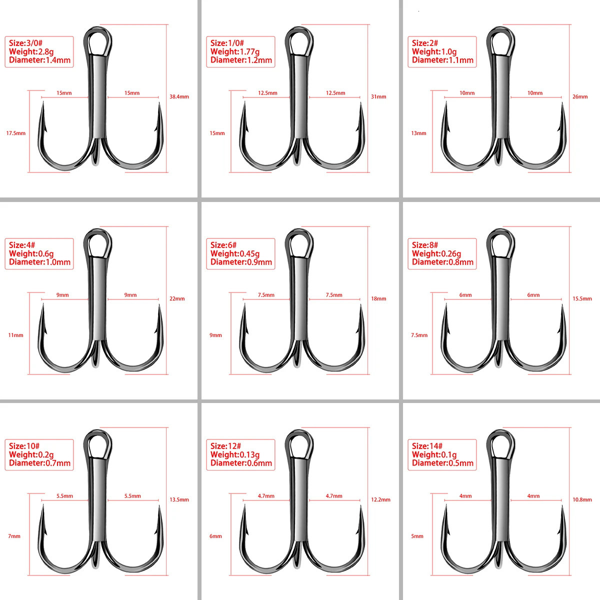 Shawto 50Pcs Round Fishing Hook Black High Carbon Treble Hooks Saltwater Super Sharp Solid Size 6 10 12 FishHook For Lures 251103