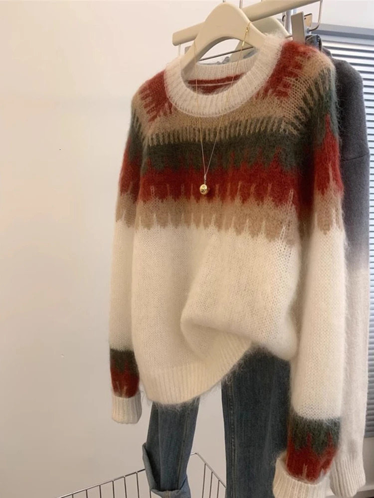 Christmas Red Sweater Autumn and Winter Lazy Wind Thick Retro Knitted Pullover Winter Clothes Women 251106