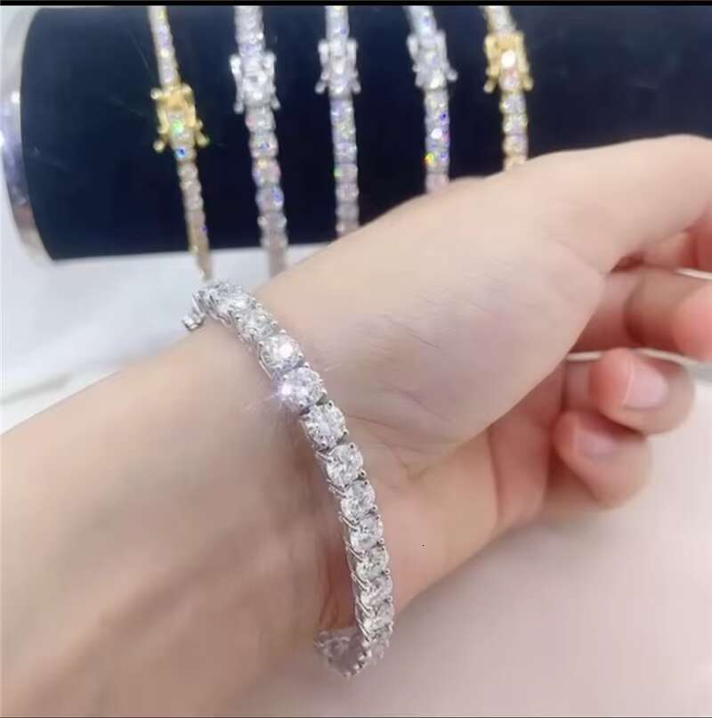 Iced Out 925 Sterling Silver 14K Gold Plated Novel Bracelet Inlay Moissanite Diamond Tennis Bracelet