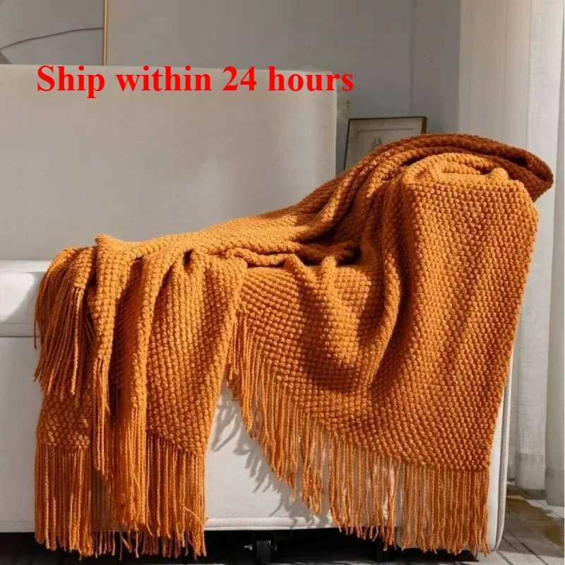 2025 New room tassel towel blanket sofa towel bedside blanket bedside flag hotel blanket C251111