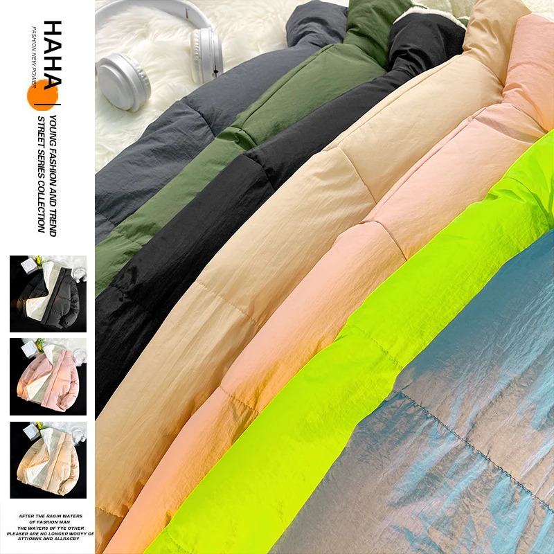Youthful Oversize Mens Winter Jacket Streetwear Puffer Jacket Men Solid Padded Coat Men Warm Fleece Parka Coat Male 251106