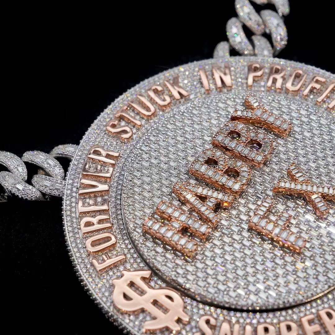 Passed Diamond Tester Custom Spinning Letter Charm S925 Silver 10k 14k 18k Solid Gold Iced VVS Moissanite Unique Circle Pendant Customizable