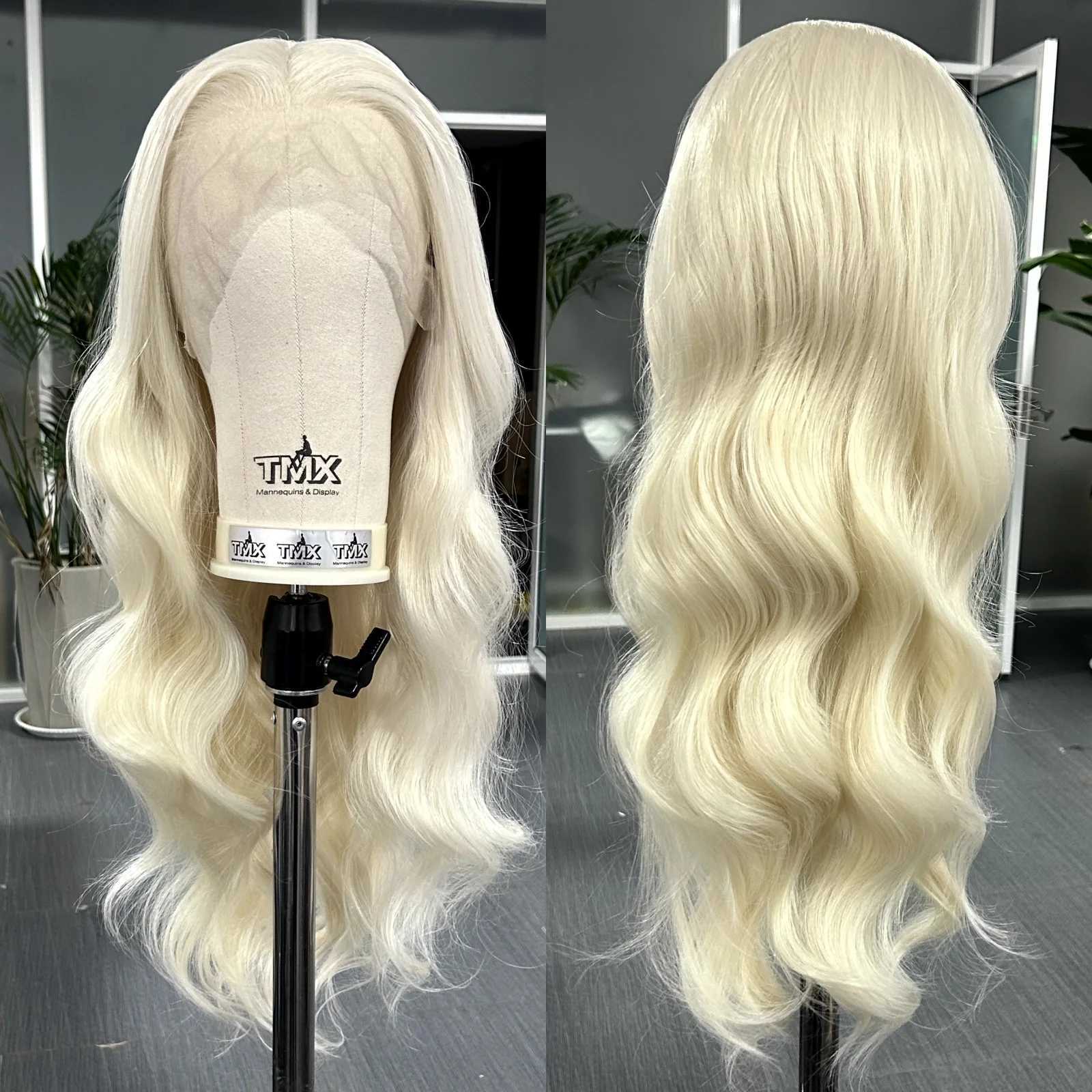Platinum Blonde Long Wavy Synthetic Wig Free Part Loose Wave Natural Curly 13X4 Lace Front Wigs for Women Daily Party CosplayT251111