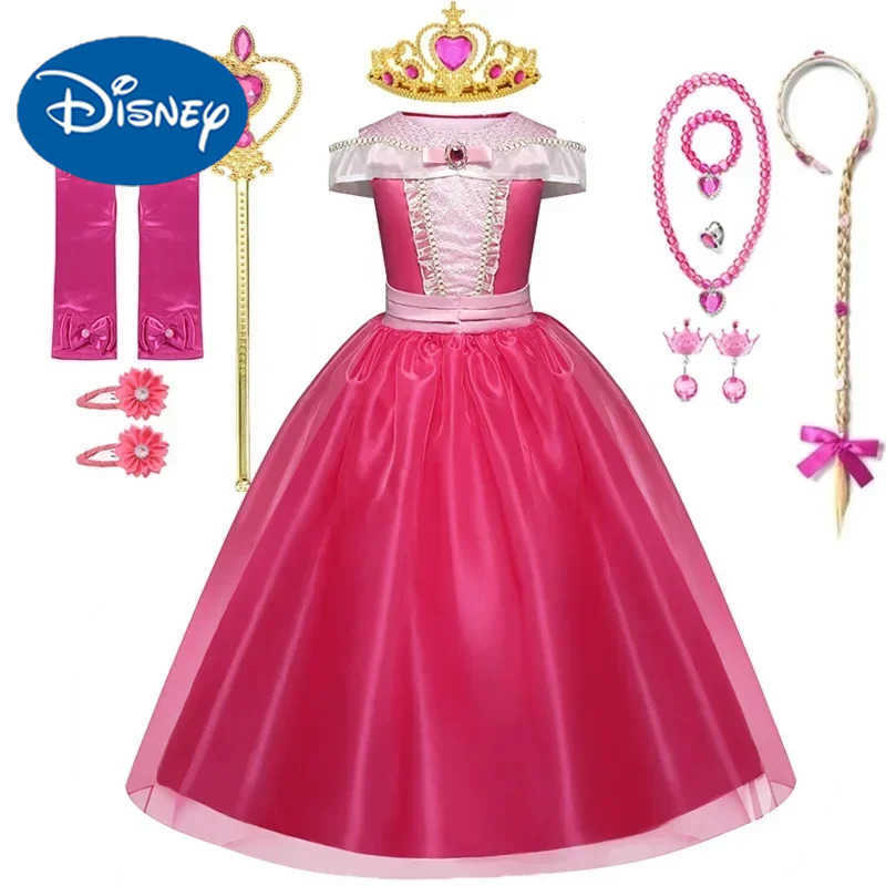 Disney Girl Sleeping Beauty Aurora cosplay costume pink birthday carnival party costume childrens Christmas costumeXJ250411