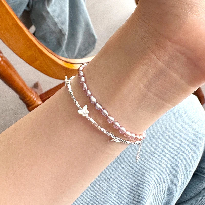 ASHIQI 925 sterling silver butterfly bracelet Broken Silver Womens Daily bracelet 250409