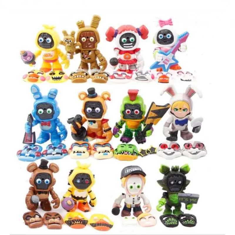12pcs/set FNAFs Figures Freddy Face Changeable Action Figure Toys C251111