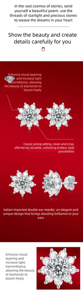 05ct Earrings for Women Lab Grown Diamond Ear Studs 925 Sterling Silver Fine Jewelry Gift 251031