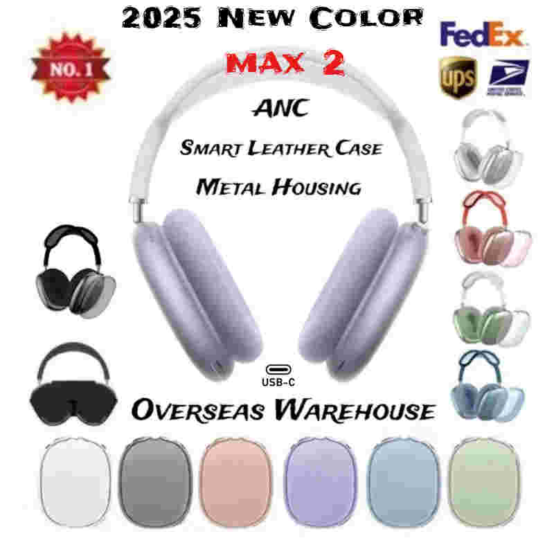 USA Stock for Apple Airpods Max 2 Real Noise Reduction Bluetooth Headphone Earbuds Accessories Silicone Case Noise Cancelling Headset Cover Case Airpodspro Max