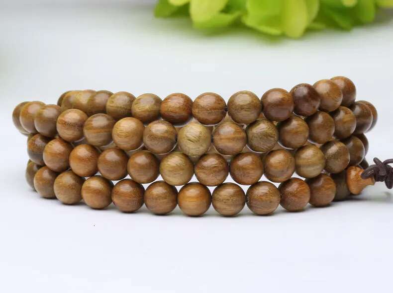 Natural Green Sandalwood Prayer Wooden Beaded Bracelets 108 Malas Bracelet Tibetan Buddhist