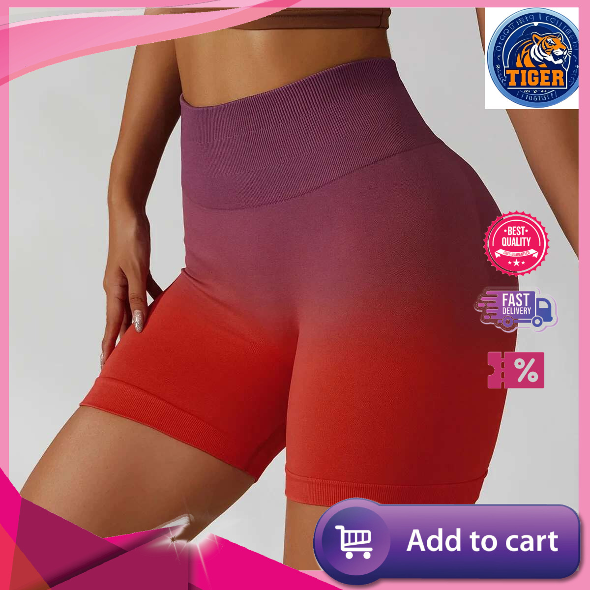 Ddmytiger China Domestic Gradient Seamless Yoga Gym Running Workout Tight Sports Shorts Women S High Waist Elastic Butt Lifting Fiess Pants Ddmytiger