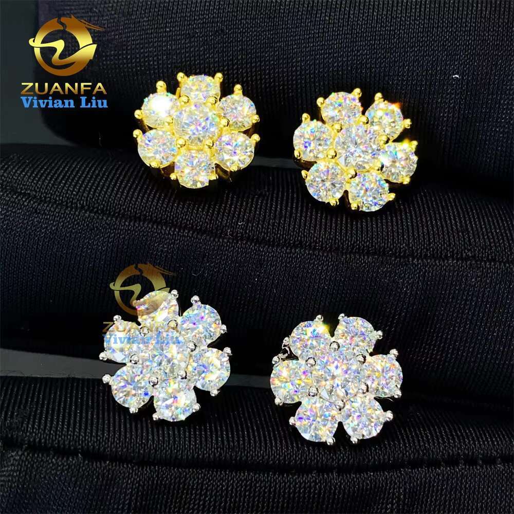 ZUANFA Jewelry High Quality 925 Sterling Silver Hot Selling Fashion Jewelry Vvs Moissanite Diamond Jewelry Stud Earrings
