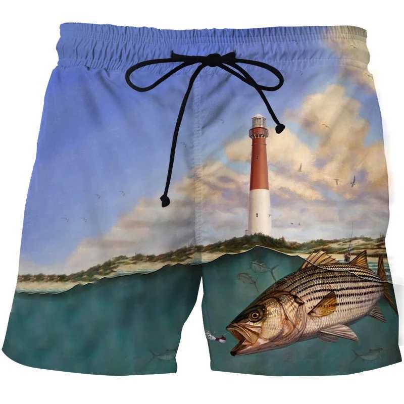 3D Landscape Fish Summer Pants Sports Beach Pants Animation Printing Comfortable Leisure Quick drying Mens Surfing Pants Fitness 2025W250410
