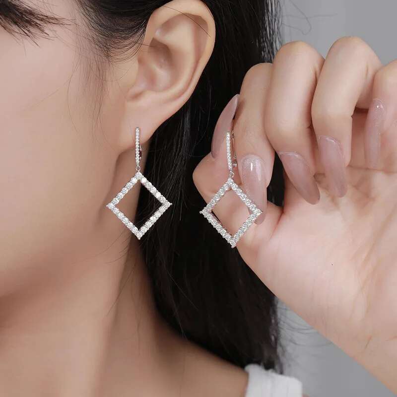 4.176ct Full Moissanite Real D Color Wedding Earrings for Women Gift S925 Sterling Silver Square Drop Ear Fine Jewelry