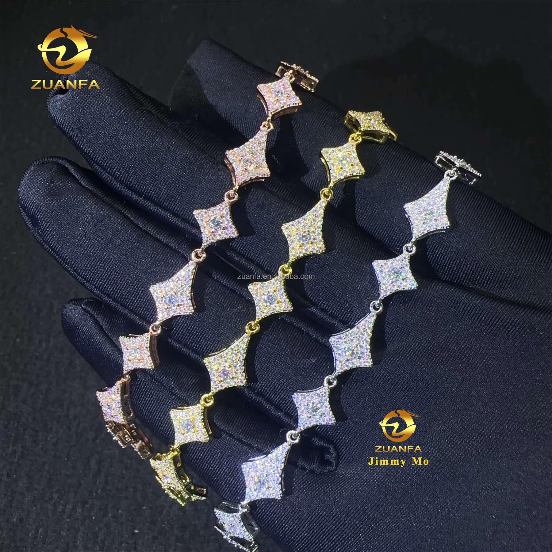 New Arrivals Bulk Stock Elegant Style S925 Silver Iced Out Hip Hop Fire Jewelry Moissanite Diamond Tennis Chain Bracelet Women