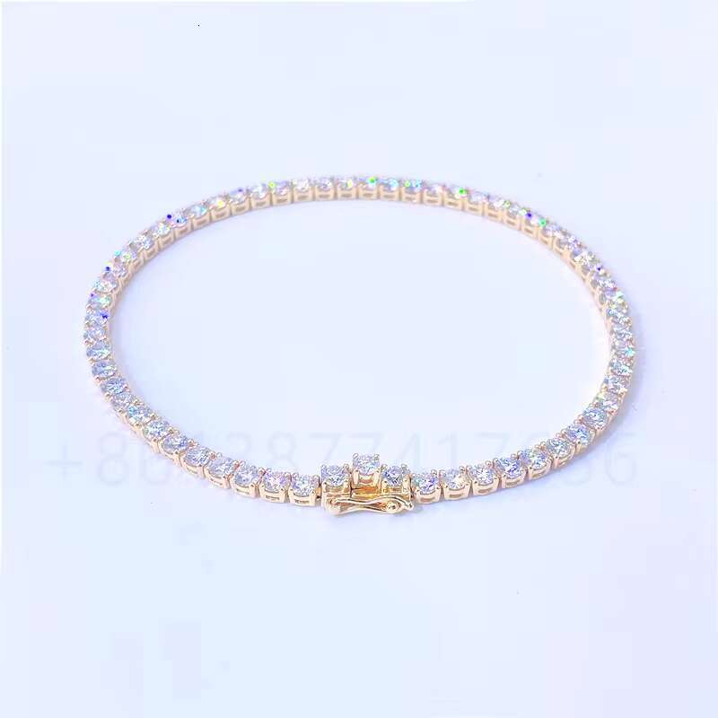 Real 10K Yellow Gold 3mm 4mm 5mm VVS Moissanite Bracelet Tennis Gold Bracelets