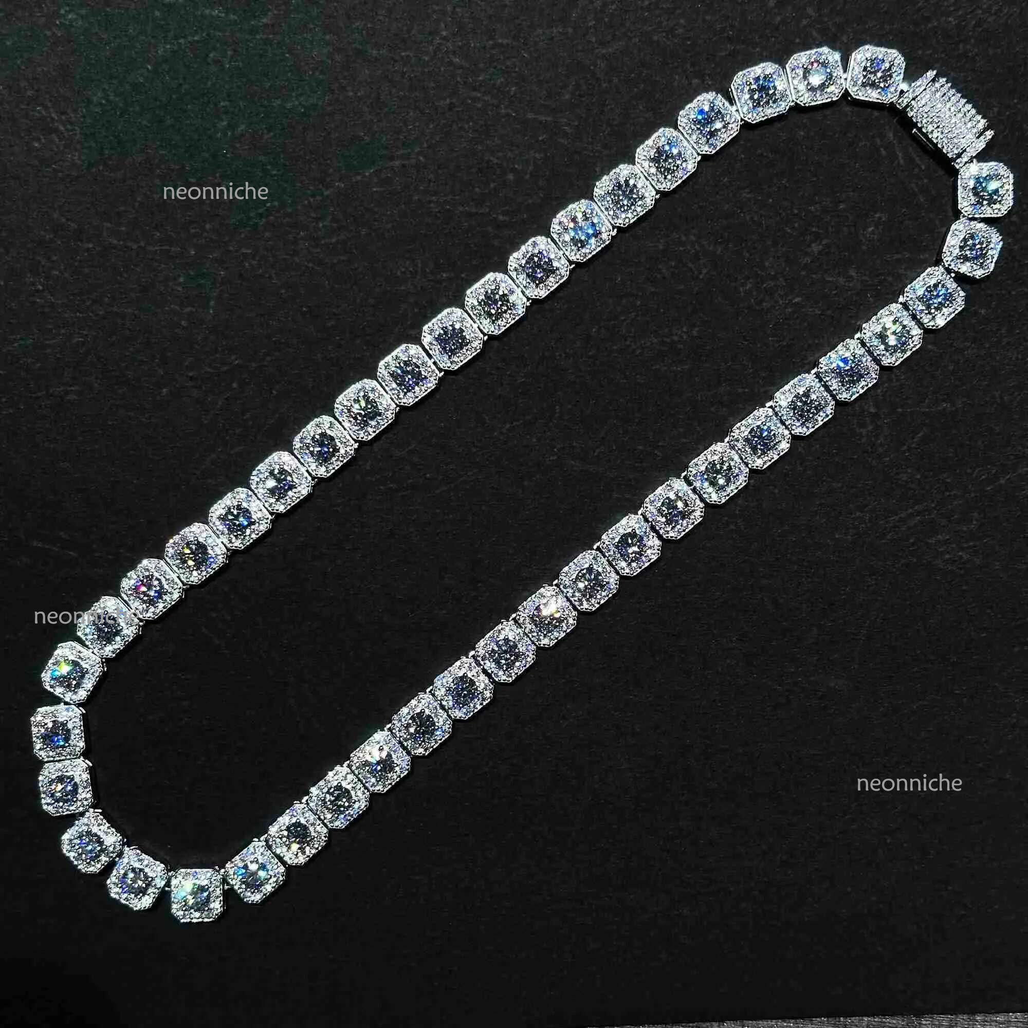 10mm/12mm Custom Size Rock-Candy Tennis Hip Hop Necklace 6mm 5.5mm Vvs Moissanite Chain With sier For Men