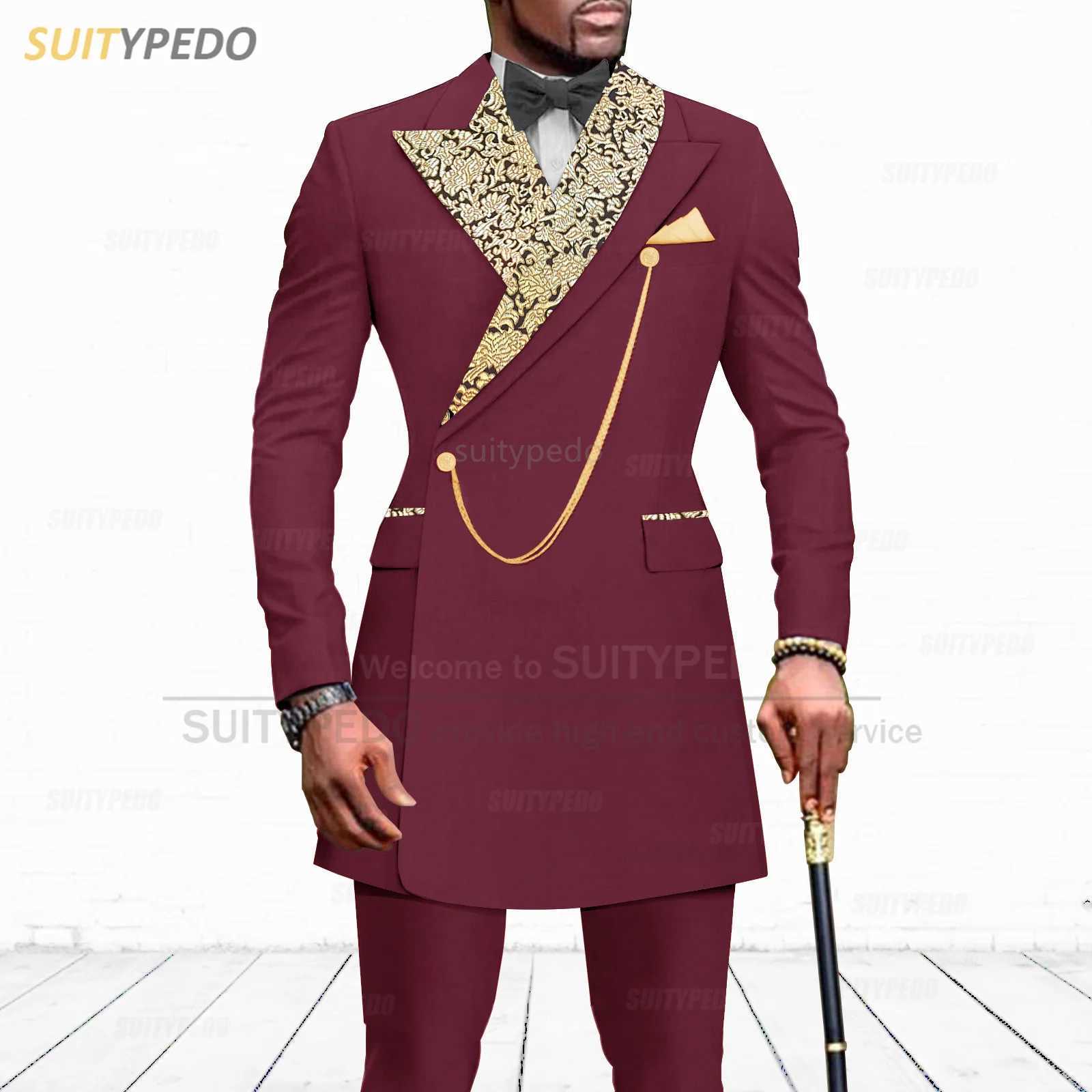 Mens ultra-thin set with fashionable floral print flat top lapel set jacket with pants 2-piece ballroom party dress luxury jacket W250410