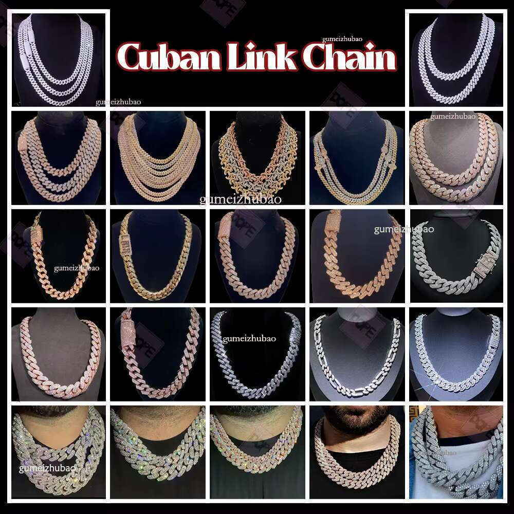 Hiphop 18mm Sier Monaco Miami Custom VVS Moissanite Clasp Plain Cuban k Chain