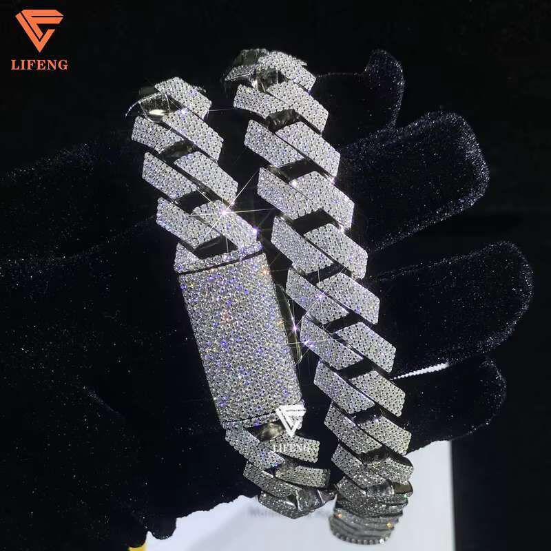 Fashion Jewelry Bracelets Bangles 15mm 925 Sterling Silver Iced Out DVVS Moissanite Cuban Bracelet Custom Womens Bracelet