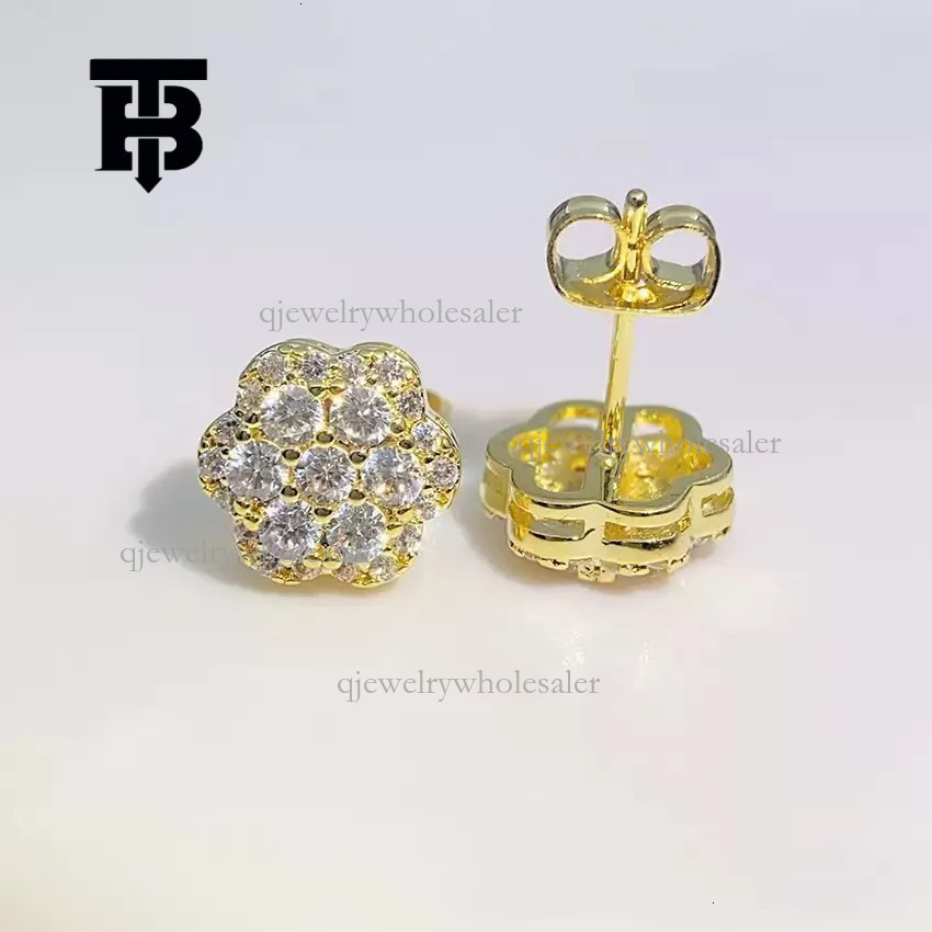 TB BHULAMTE Designer Full Brick Earrings Luxury Women's Round Cutting Hip Hop Style Simulated Spin Back Earrings Trendy Fashion Women's Jewe