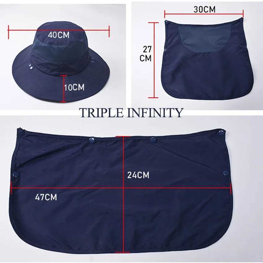 Summer Sunscreen Bucket Hats For Men Outdoor Full Cover Anti-mosquito Camping Hat Breathable Waterproof Fisherman Hats Quick DryC250411