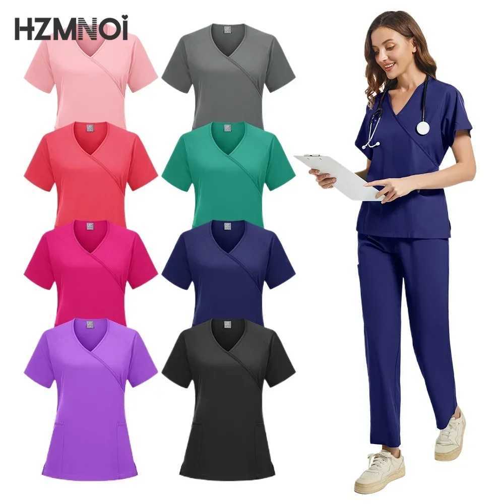 High Quty Unisex Medical Uniforms for V-neck Nurse Scurbs Set Women Hospital Doctor Workwear Oral Dental Surgery Work Uniform X250410