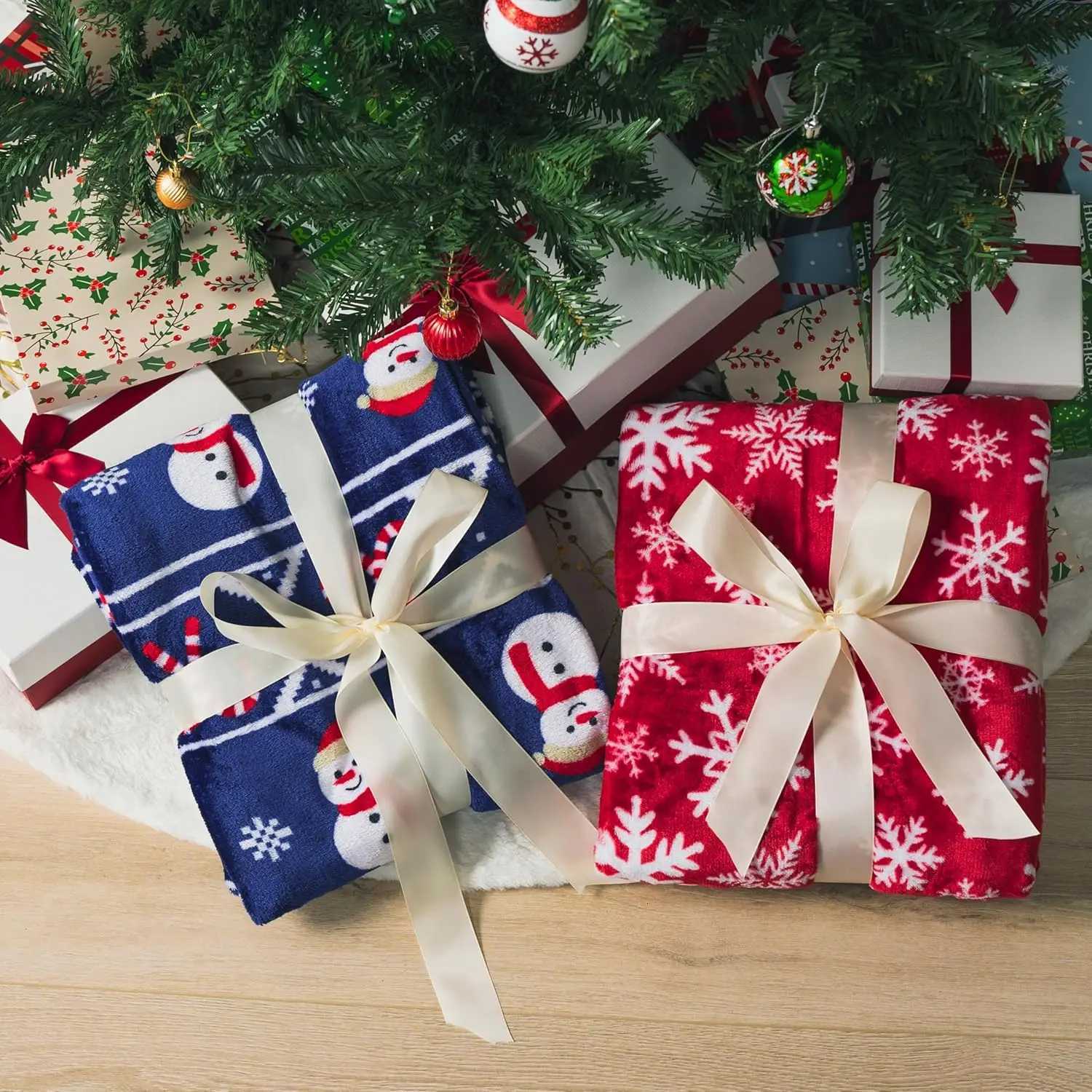 Christmas Snowman Throw Blanket Blue Holiday Christmas Fleece Blanket Soft Plush Warm Winter Cabin Throw Blue Christmas C251111