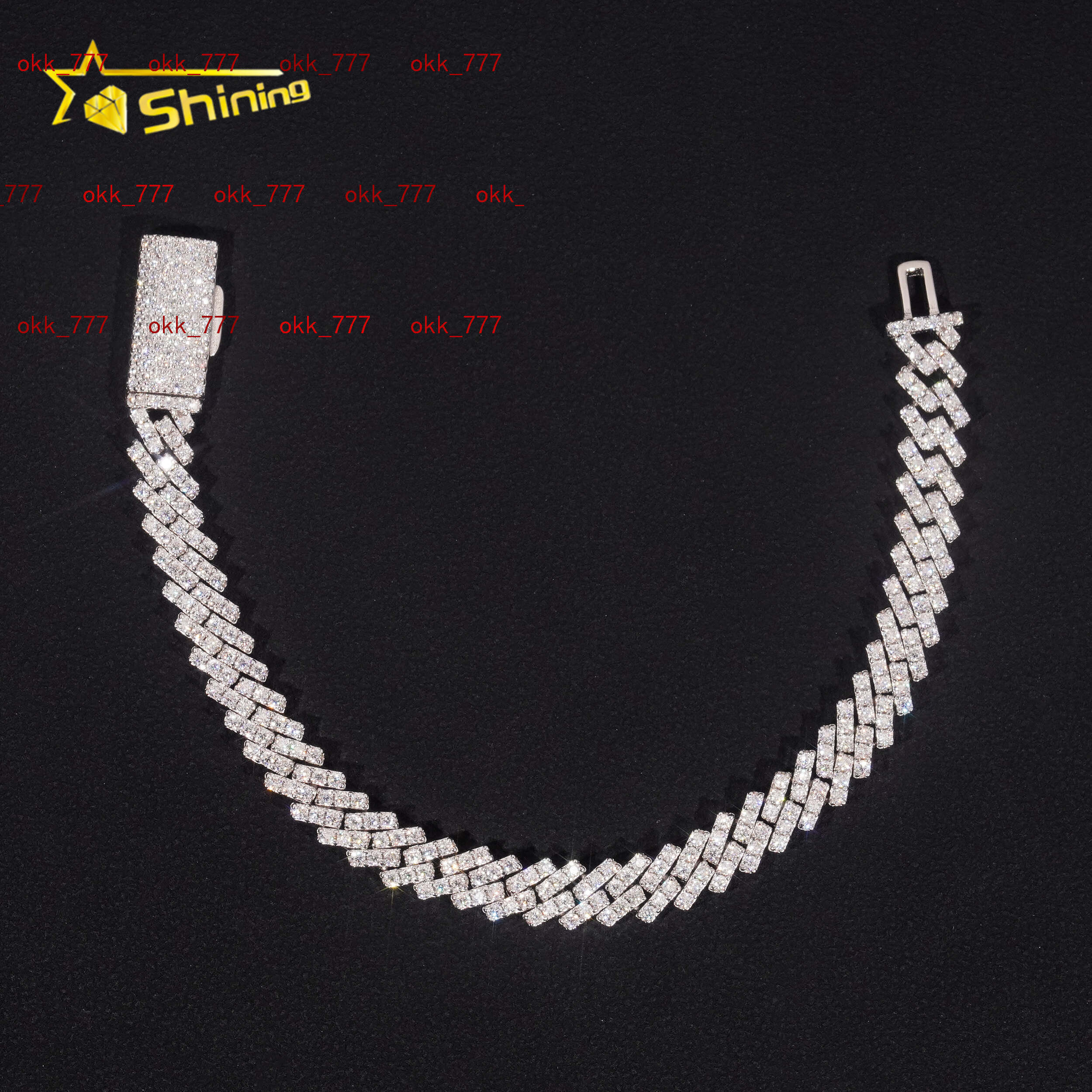 Single Row Moissanite 7mm Iced Out Cuban Necklace Bracelet VVS Moissanite 925 Sterling Silver Miami Cuban Link Chain