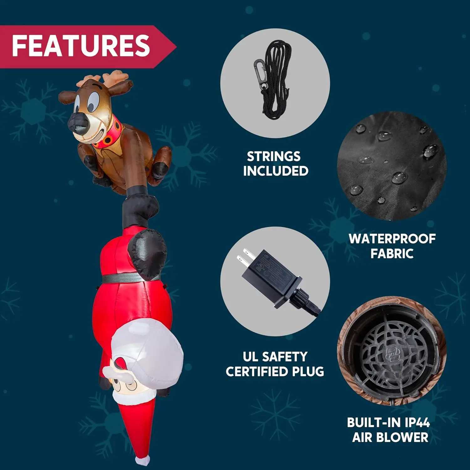 Christmas JOYFY 8 FT Hanging Christmas Inflatables Decoration Christmas Reindeer and Climbing Santa with Build-in LED for Xmas Party Y251111