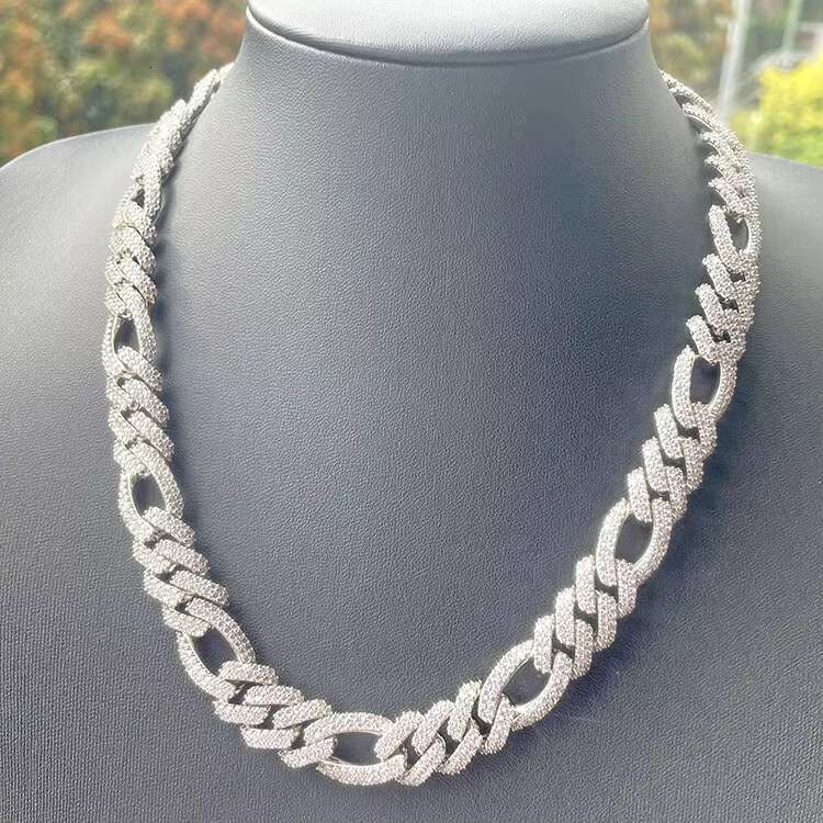 New Design Hip Hop Chain 13mm Wide 925 Silver Necklace D/VVS Moissanite Necklace Bling Cuban Link Chain