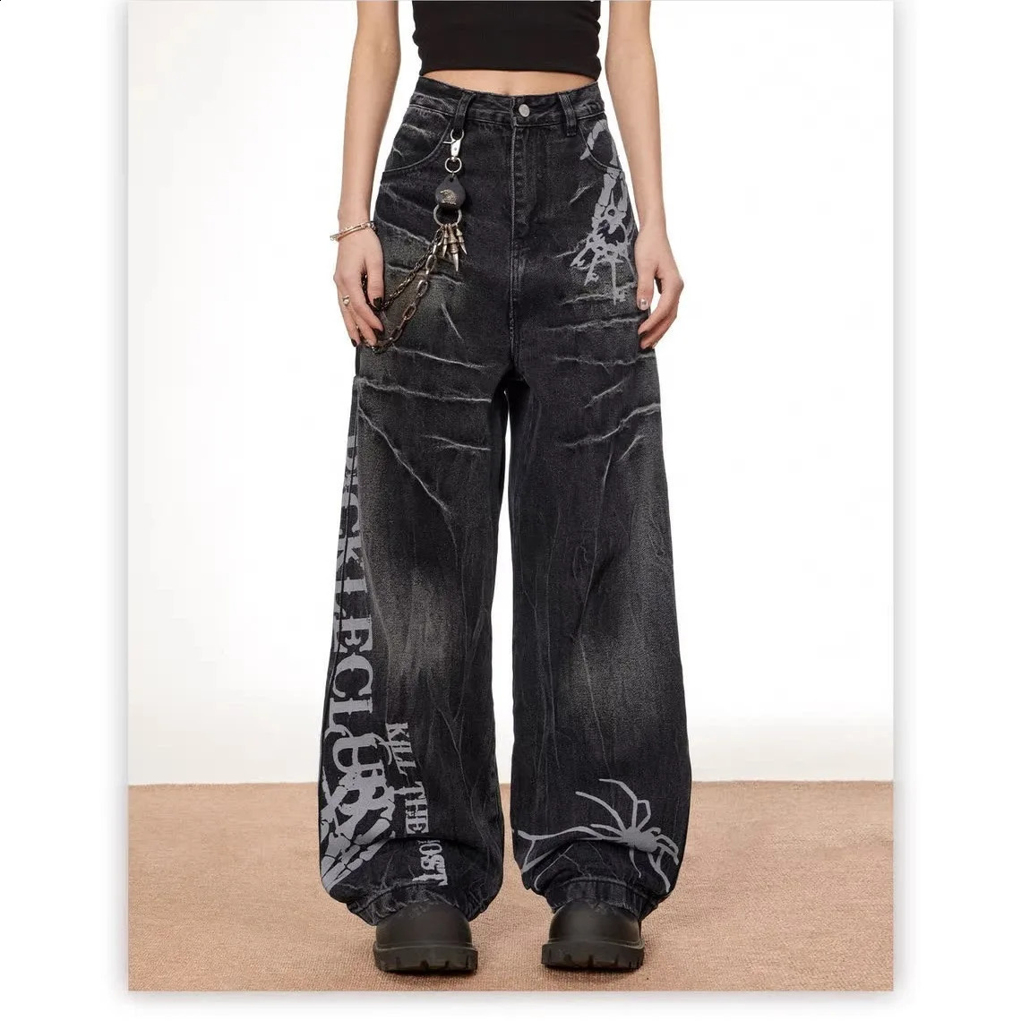 American street trend washed cat beard straight leg jeans mens and womens fashion s loose casual wide 250411Z